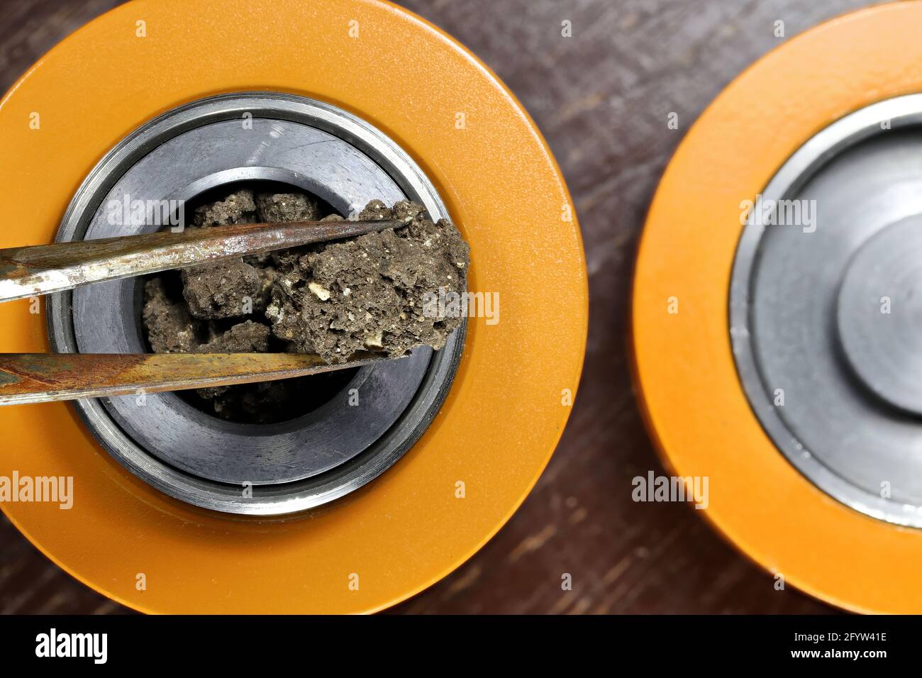 radioactive material in lead container Stock Photo