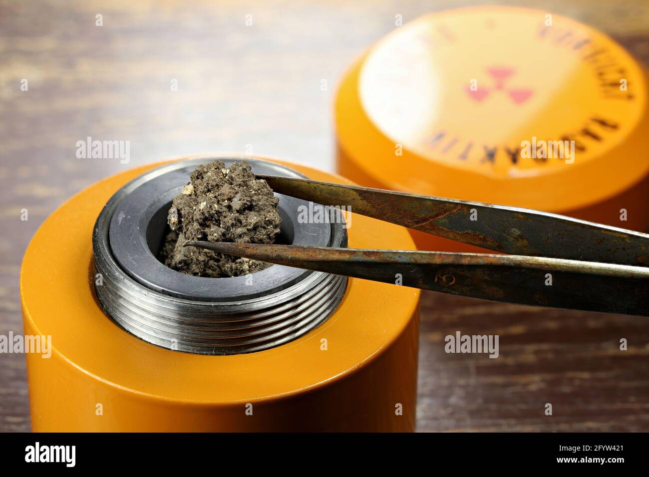 radioactive material in lead container Stock Photo Alamy