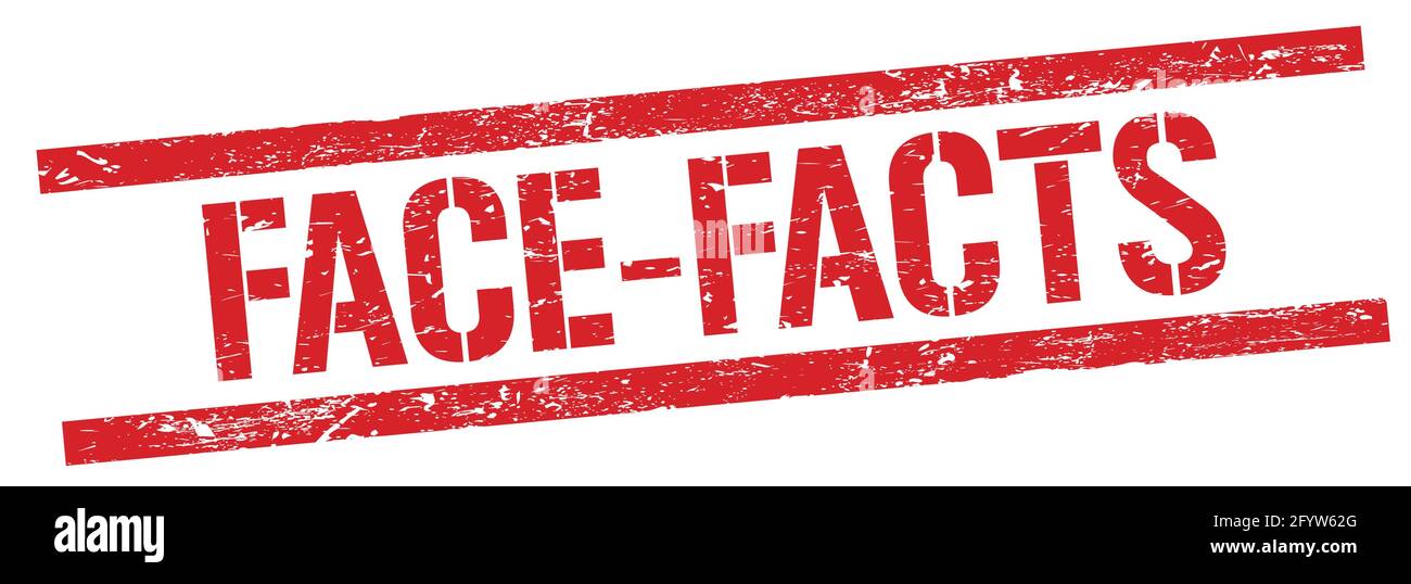 FACE-FACTS text on red grungy rectangle stamp sign. Stock Photo