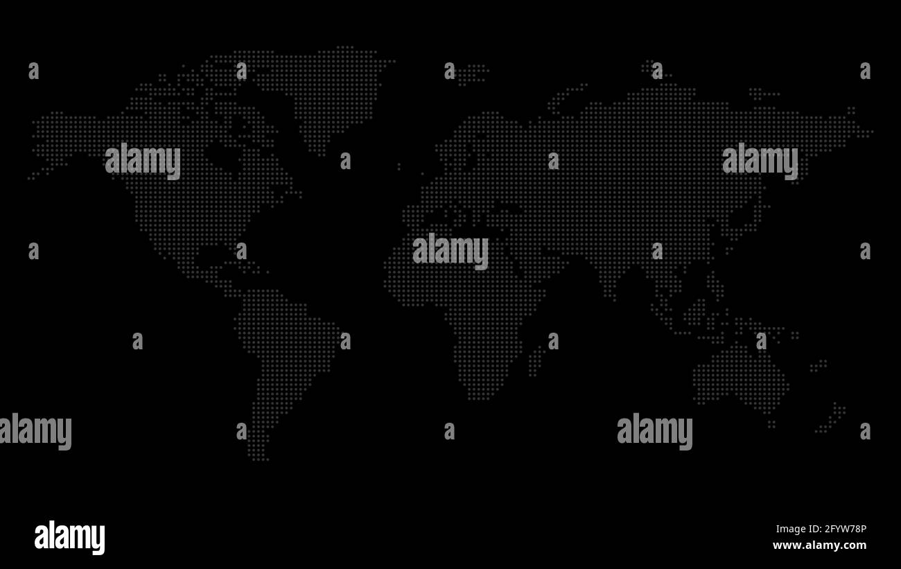 Dotted World Map on Black Background. Vector illustration Stock Vector