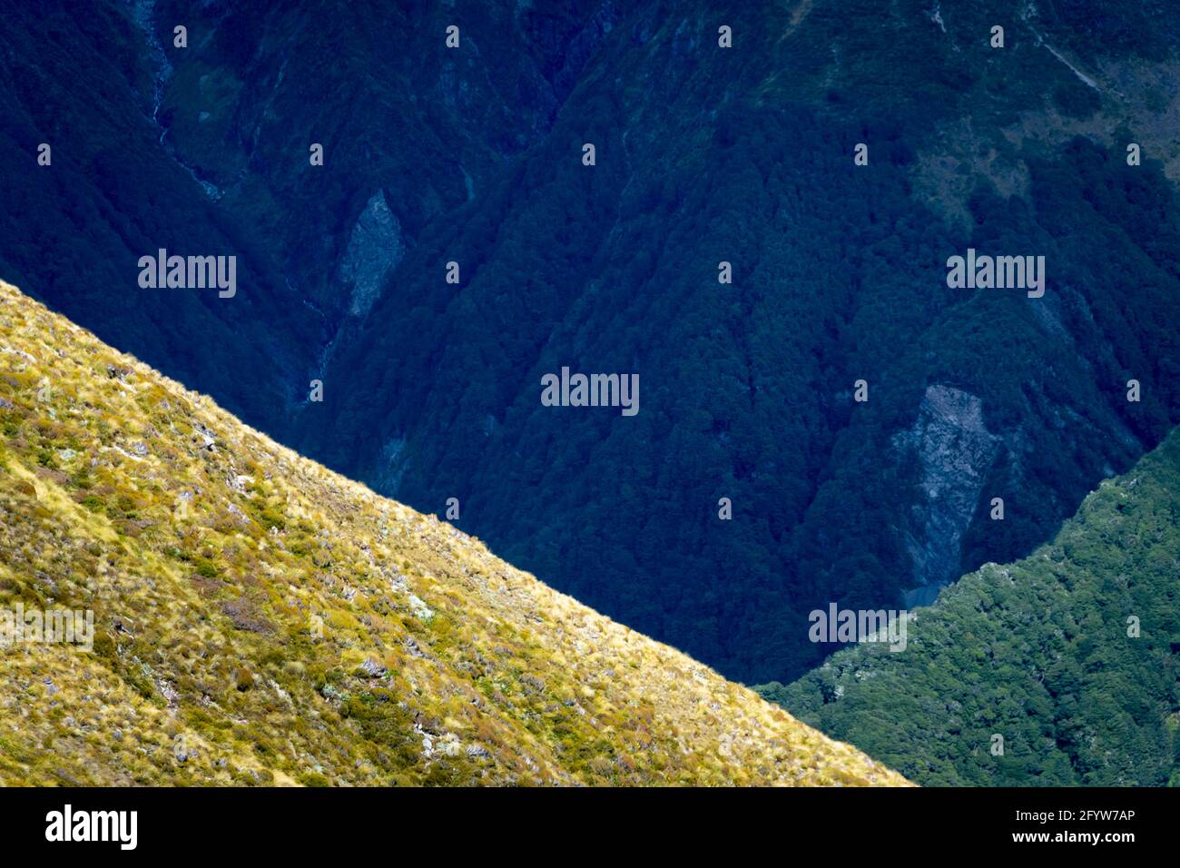 Mountain ridges, Temple Basin, Arthurs Pass, Canterbury, South Island, New Zealand Stock Photo