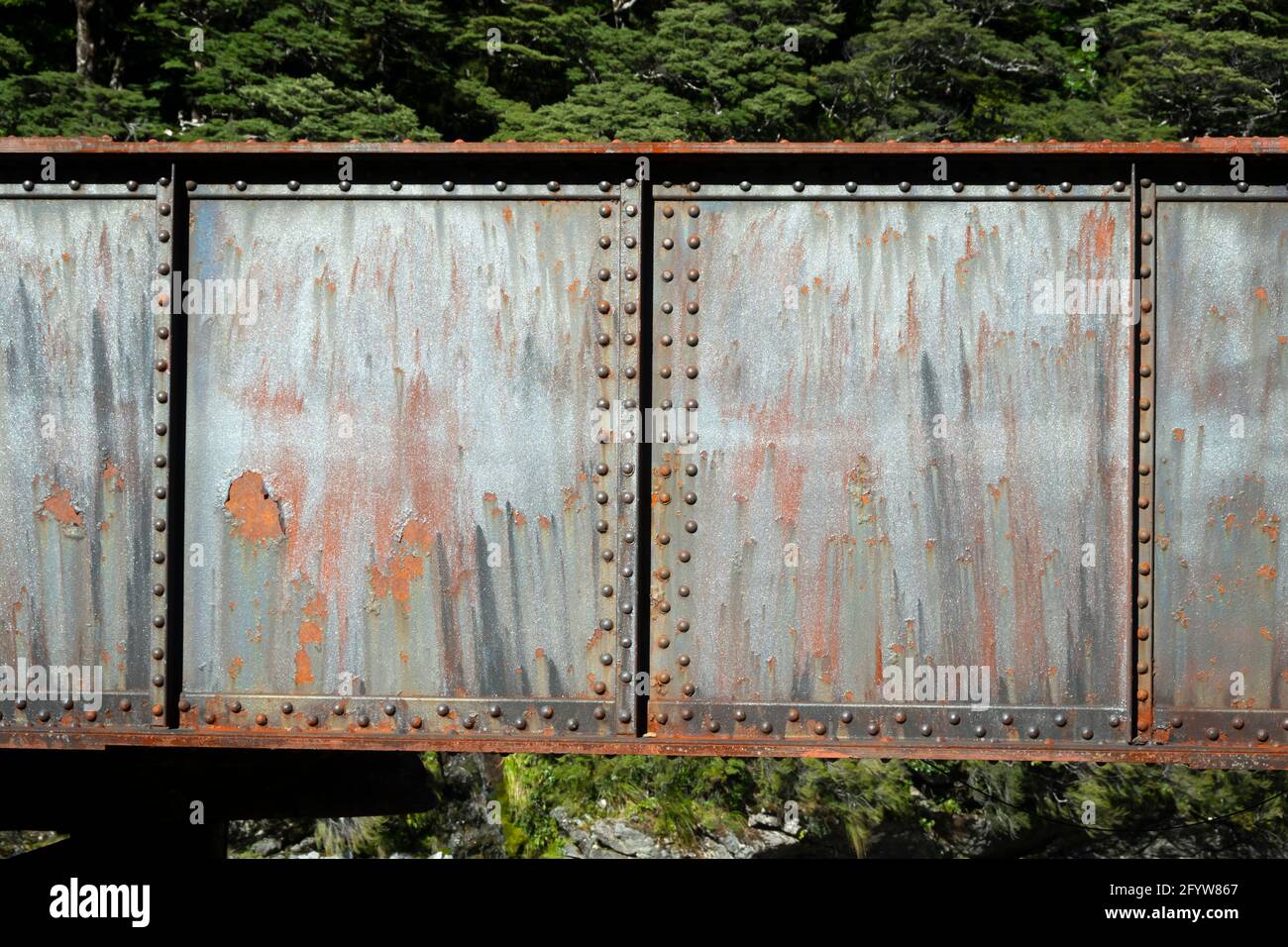 Detail of steel railway bridge over Bealey River, Arthurs Pass