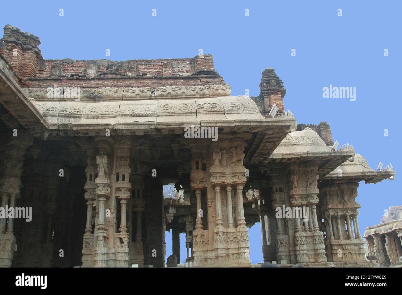 The musical sub pillars at Vijaya Vittala Temple in Hampi, Karnataka, India, Asia Stock Photo