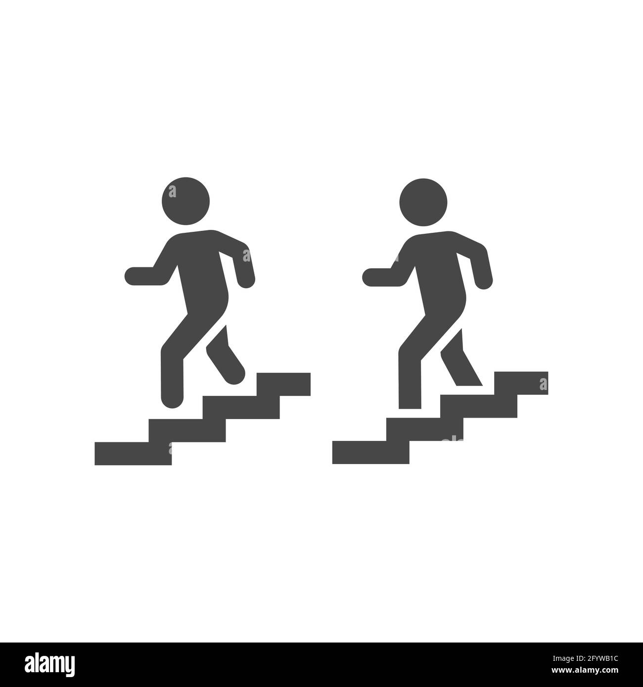 Man going down stairs vector icon. Staircase simple symbol. Stock Vector