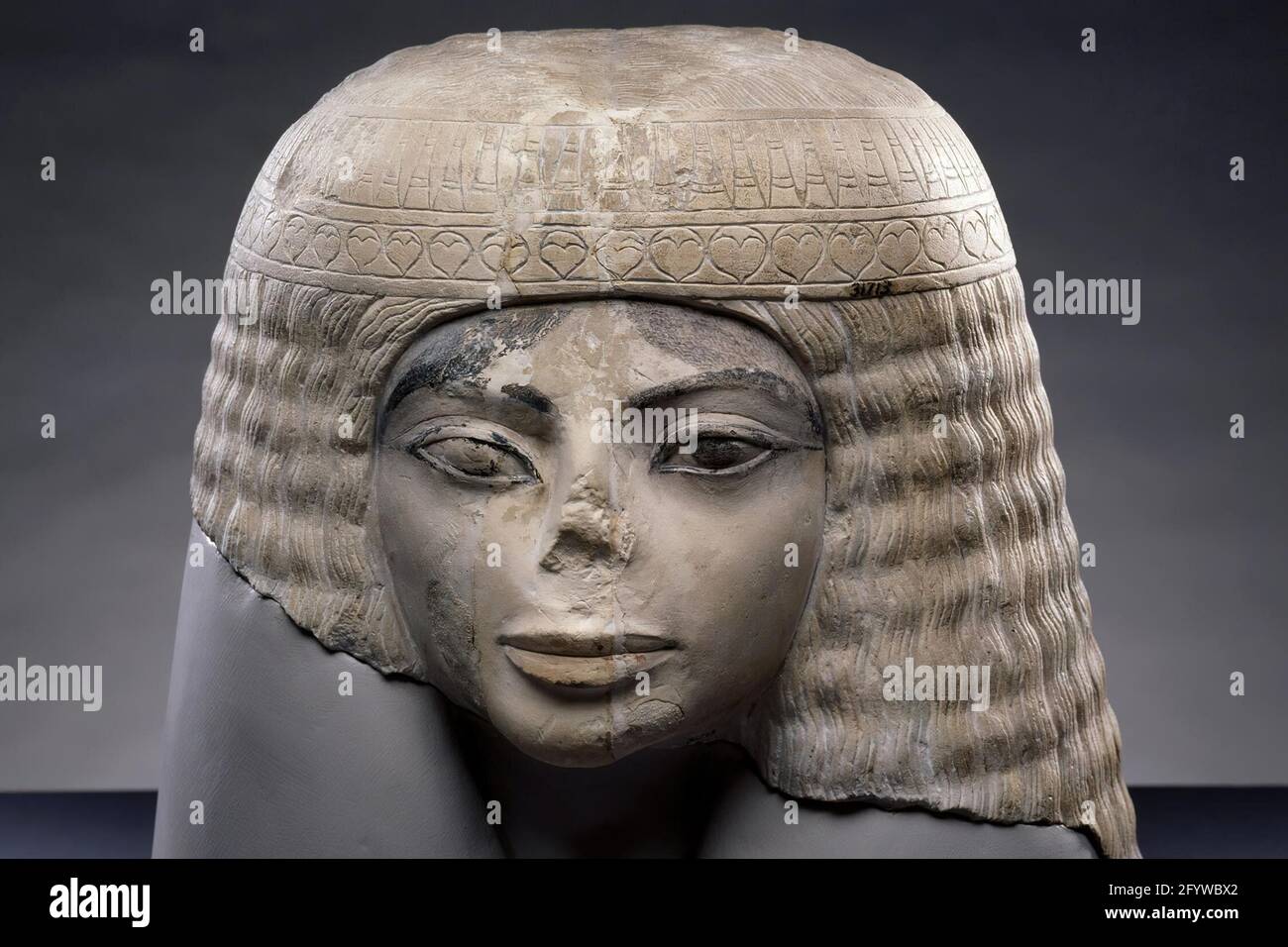 Egyptian statue of unknown woman. Limestone bust. Museum The Field