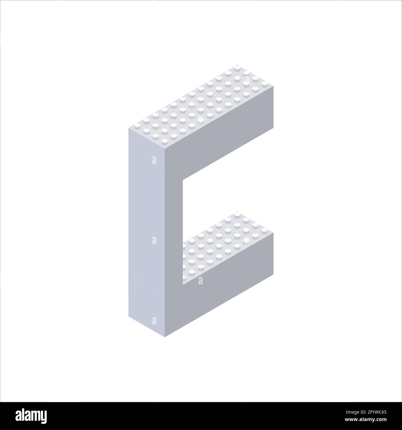 Isometric font made from color plastic blocks. The children s designer