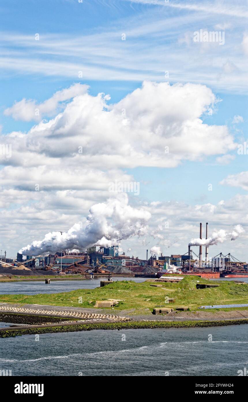 Environmental activists protest at Dutch Tata Steel plant