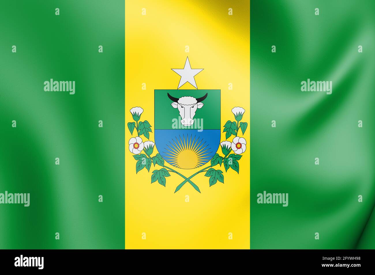 3D Flag of Santa Quiteria (Ceara), Brazil. 3D Illustration. Stock Photo