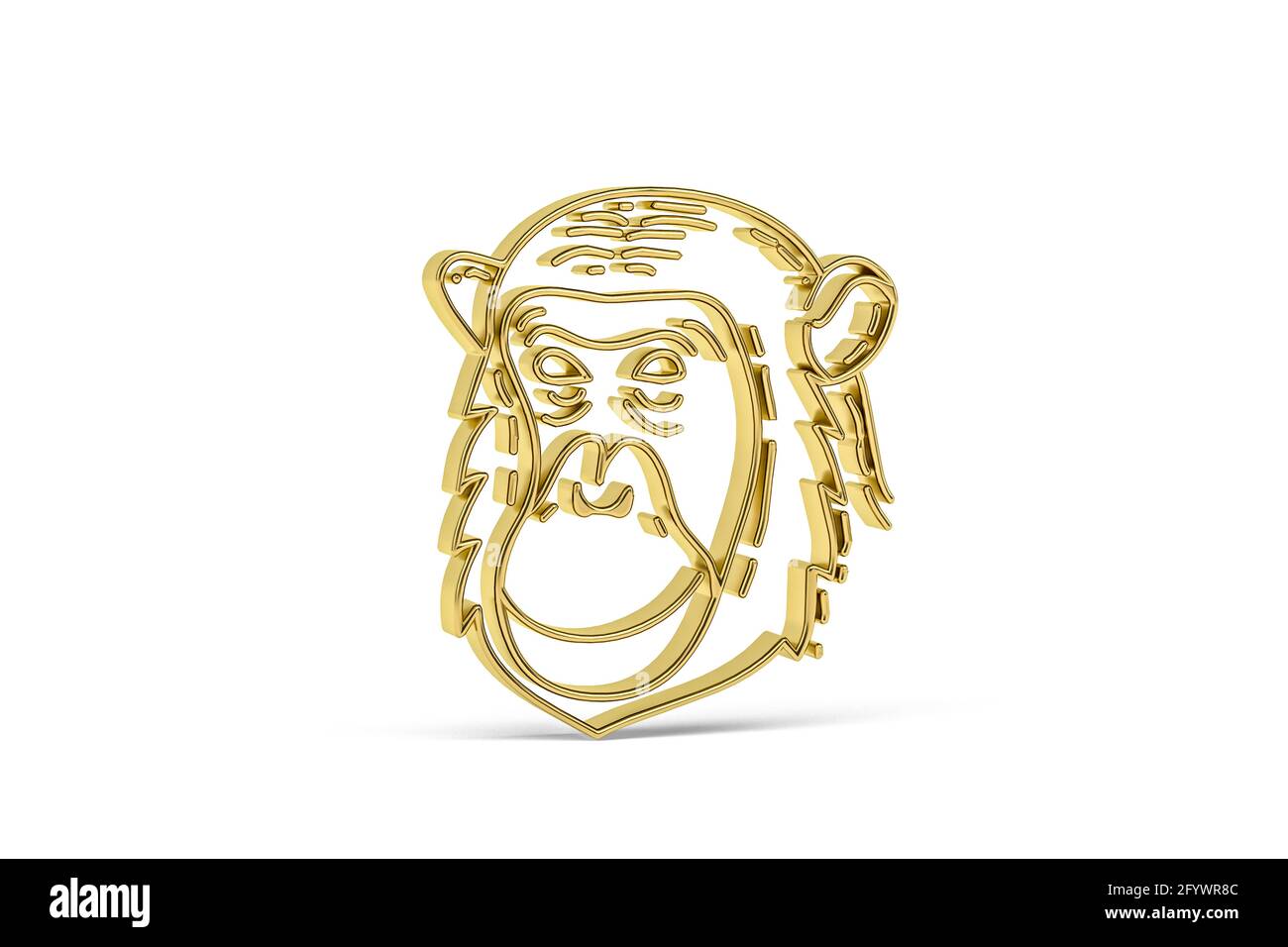 Golden 3d monkey icon isolated on white background - 3d render Stock ...