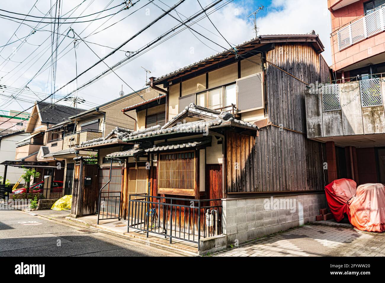 Kyoto,Japan, Asia - September 4, 2019 : Houses in Nakagyo Ward Stock Photo