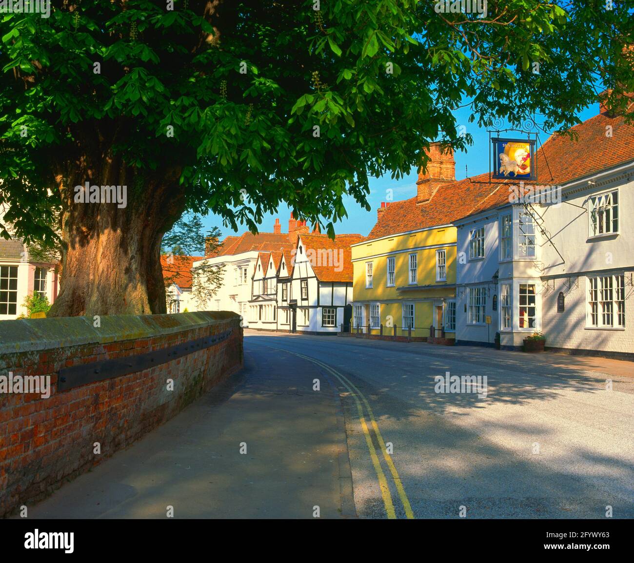 UK, England, Essex, Dedham, town, early morning, spring Stock Photo Alamy