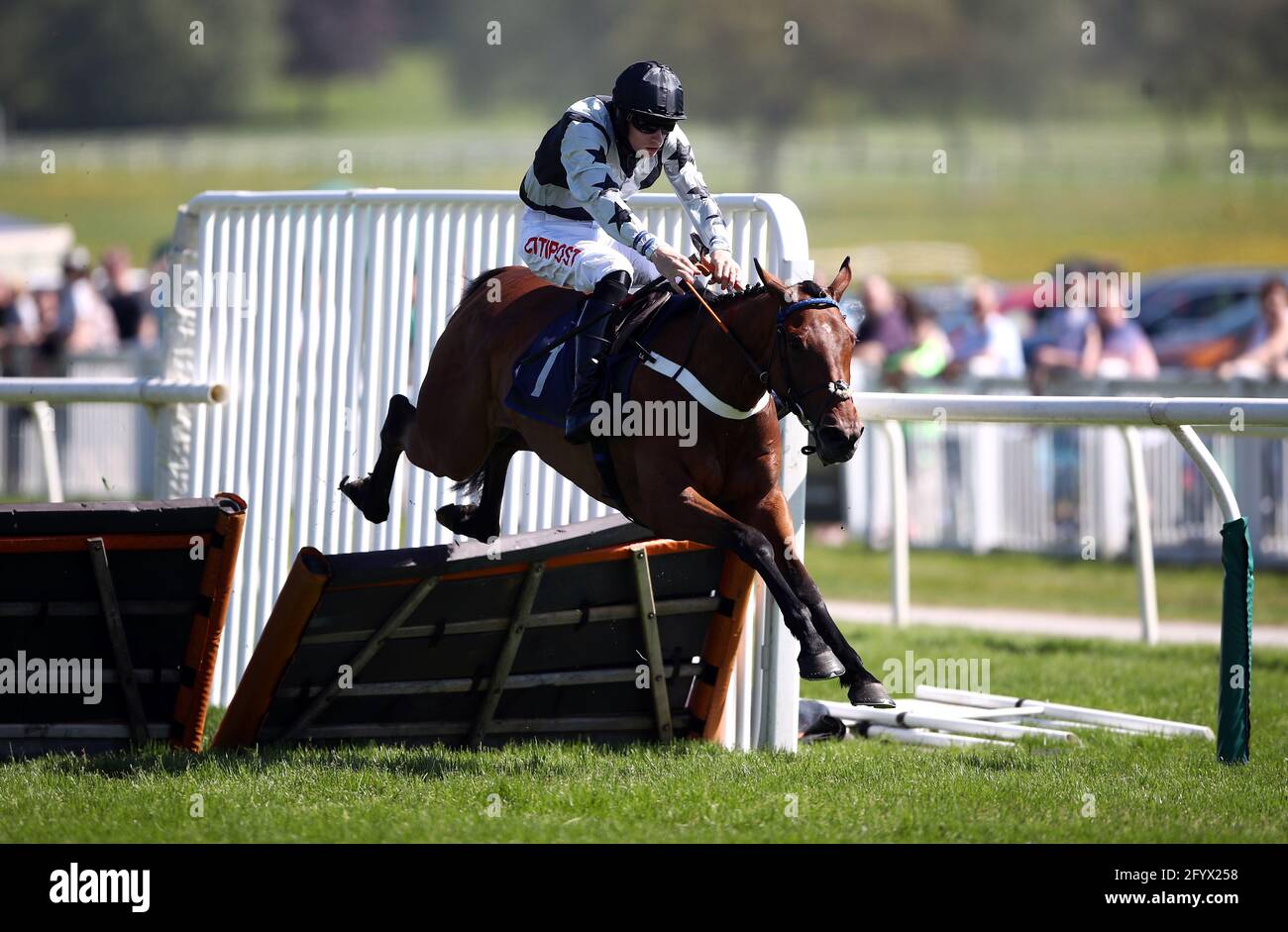 Could Be Trouble ridden by jockey Theo Gillard on their way to winning the Sky Sports Racing HD Virgin 535 Mares' Novices' Hurdle at Uttoxeter Racecourse. Picture date: Sunday May 30, 2021. Stock Photo