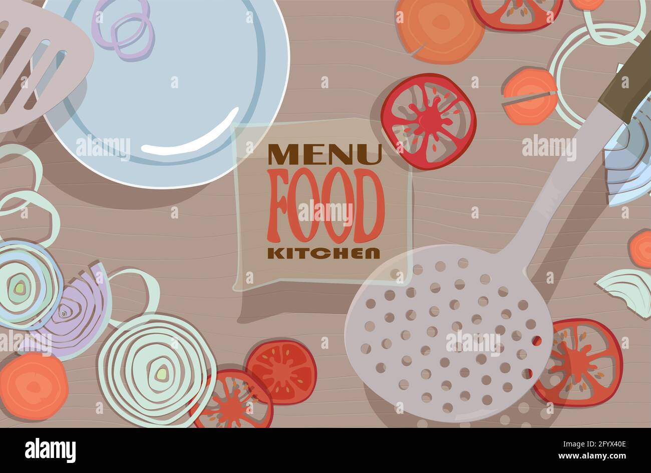 Design of the menu of vegetable dishes. Vector. Stock Photo