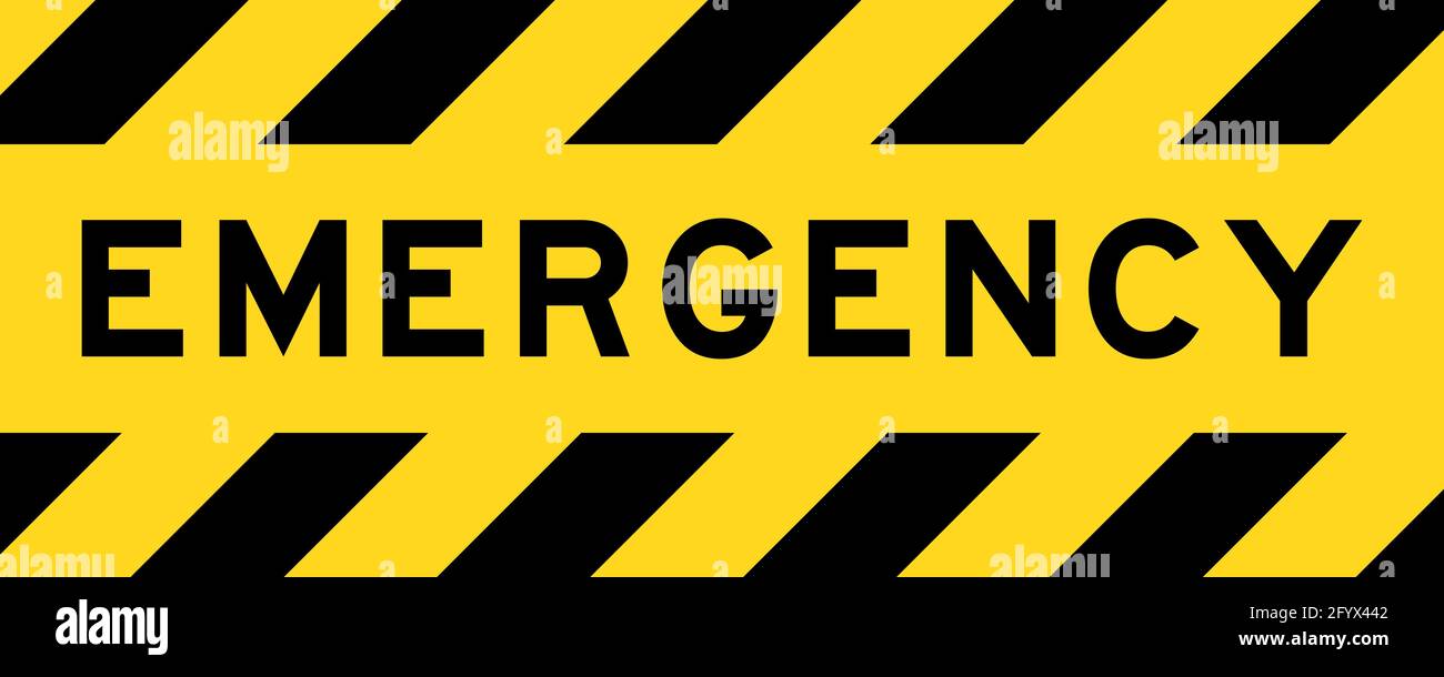 Yellow and black color with line striped label banner with word