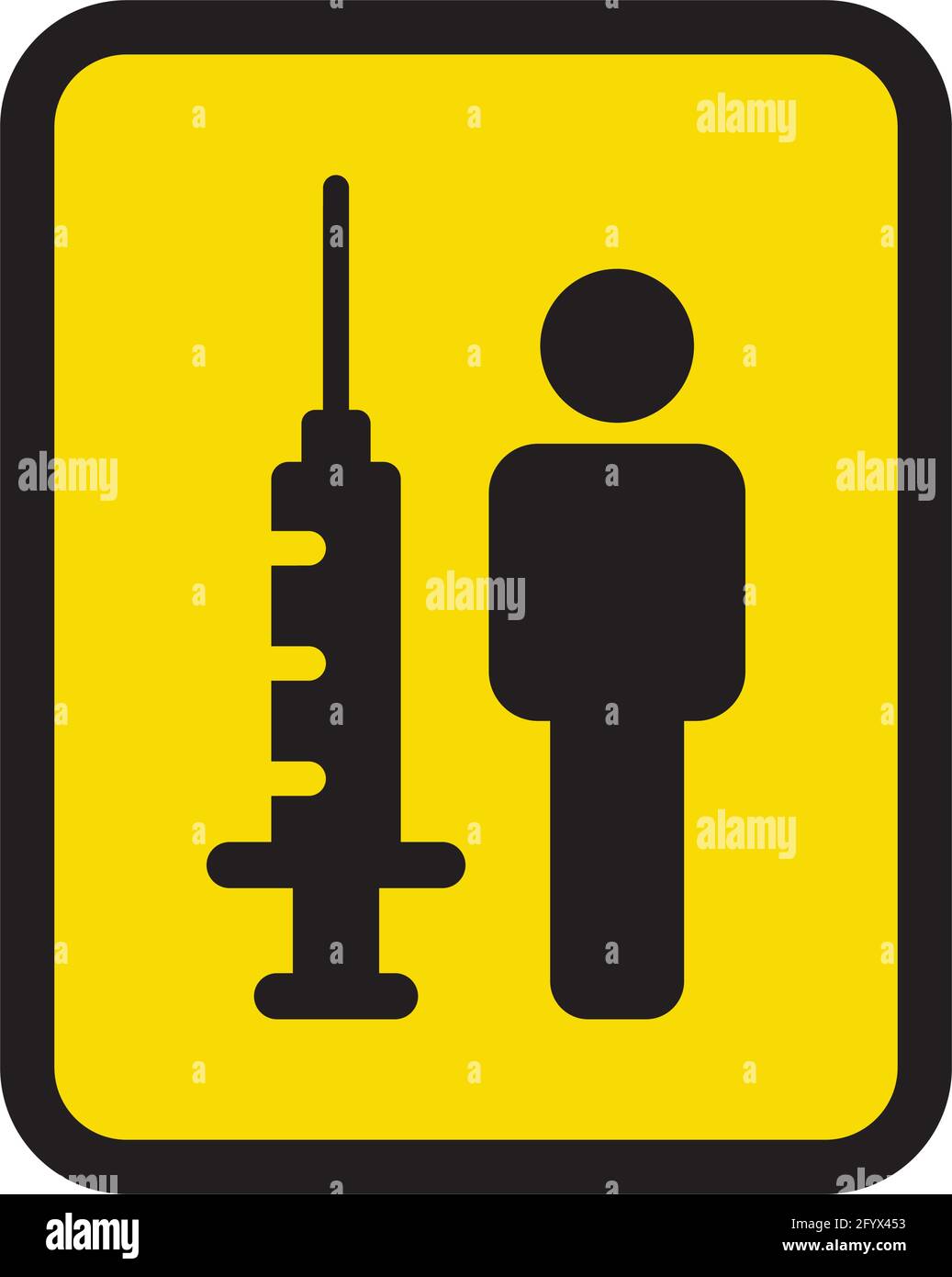 Vaccination icon vector with vaccine injection syringe male person ...