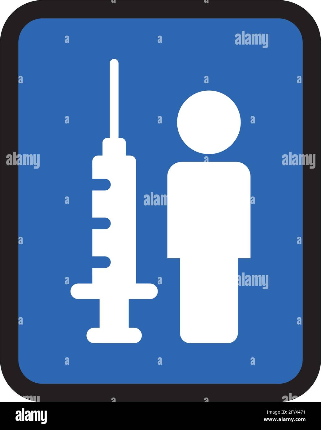 Vaccination icon vector with vaccine injection syringe male person ...