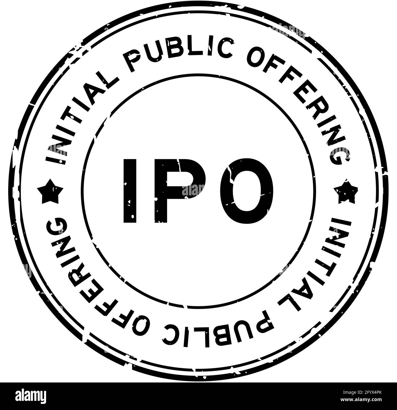 Grunge black IPO Initial Public Offering word round rubber seal stamp on white background Stock Vector
