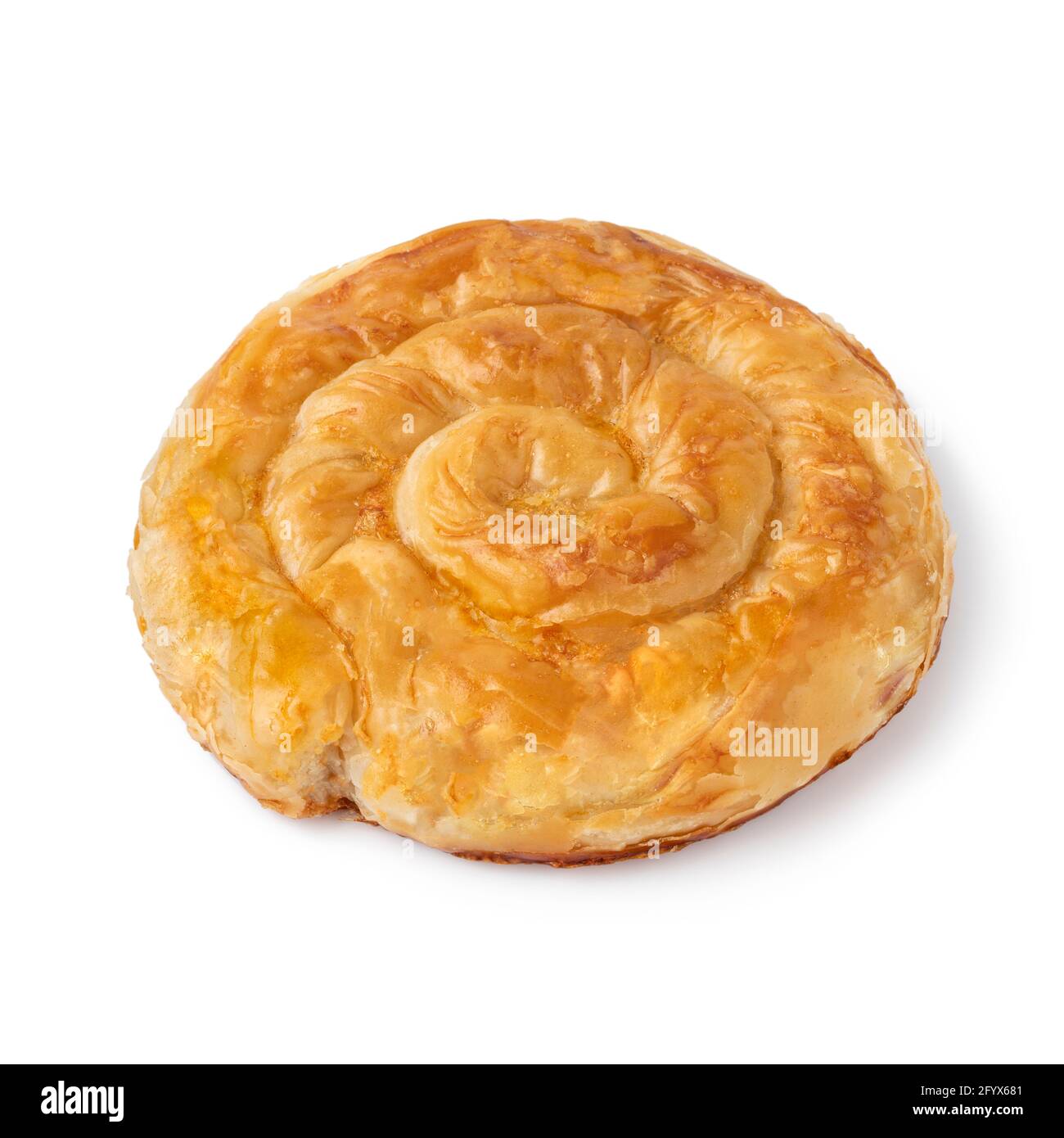 Single traditional Turkish borek stuffed with cheese isolated on white ...
