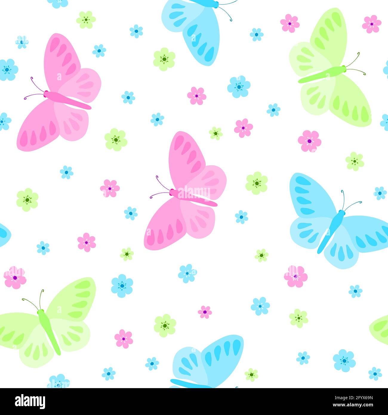 Pastel butterflies on a white background. Seamless pattern background.  Repeating vector for kids centre, kindergarten, wallpaper Stock Vector  Image & Art - Alamy