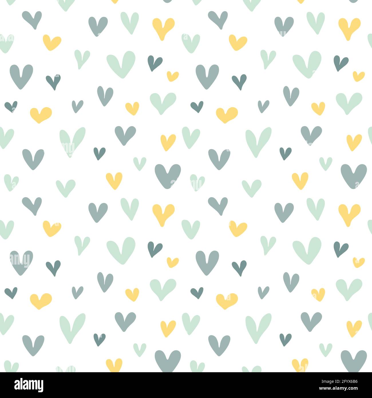 Romantic Seamless Pattern With Doodle Heart Simple Modern Hand Drawn