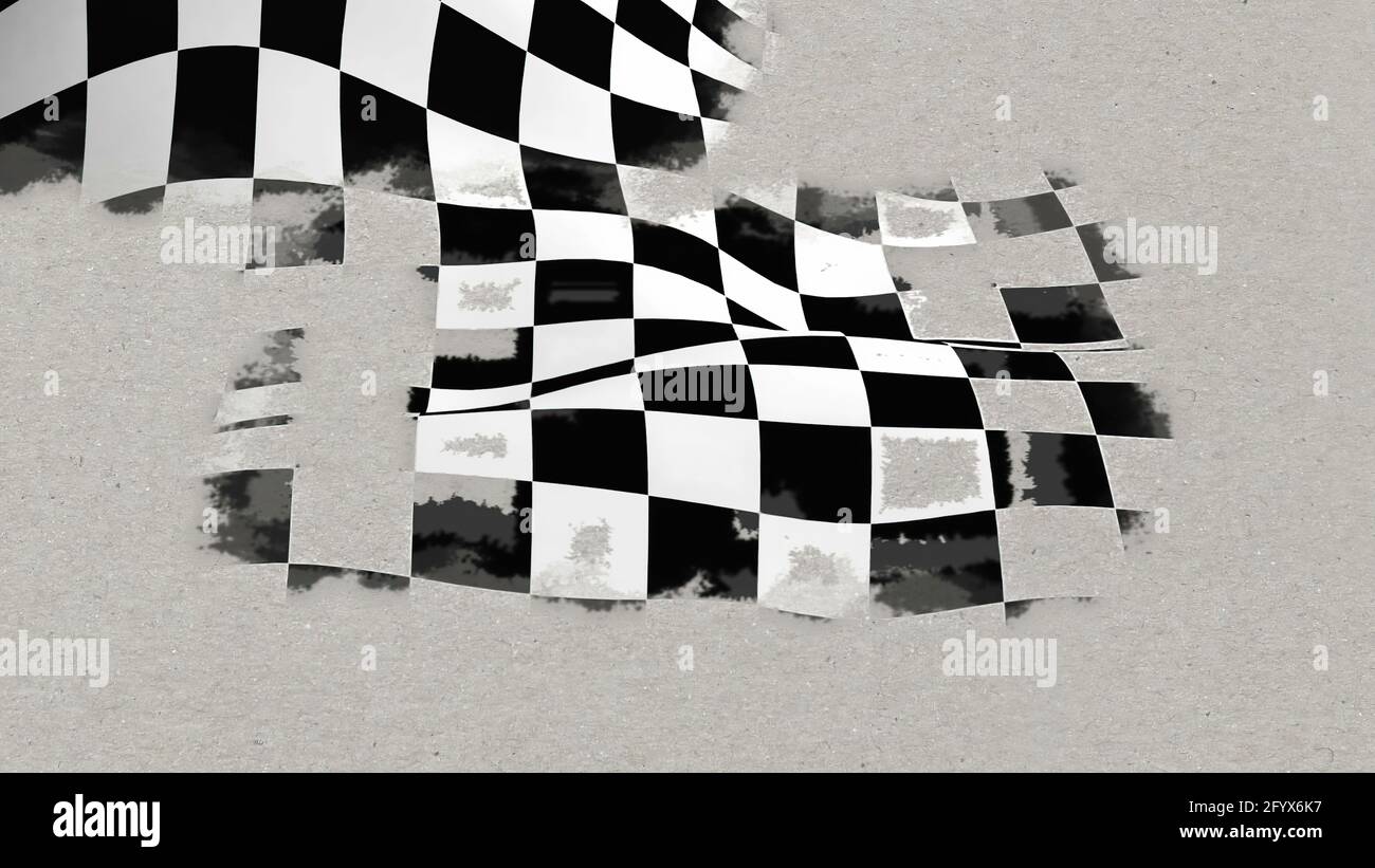 3d illustration - detection on Four-tile repeat of a wavy checkered ...