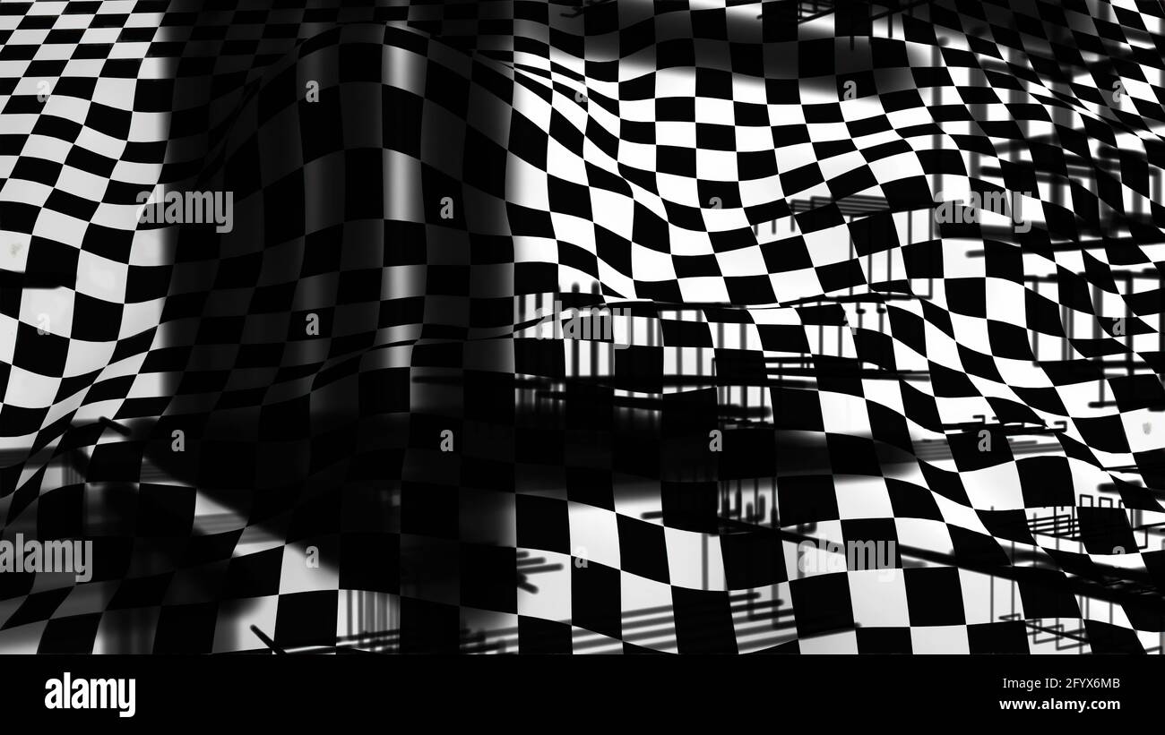 3d illustration - detection on Four-tile repeat of a wavy checkered ...