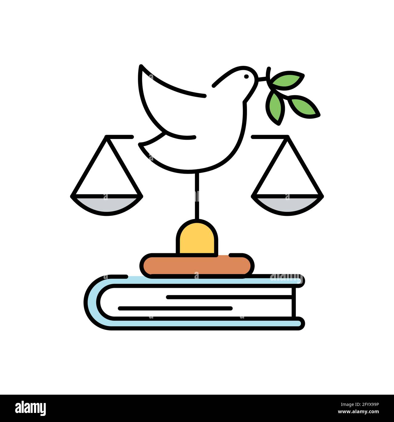 Peace, justice and strong institutions color icon. Corporate social 