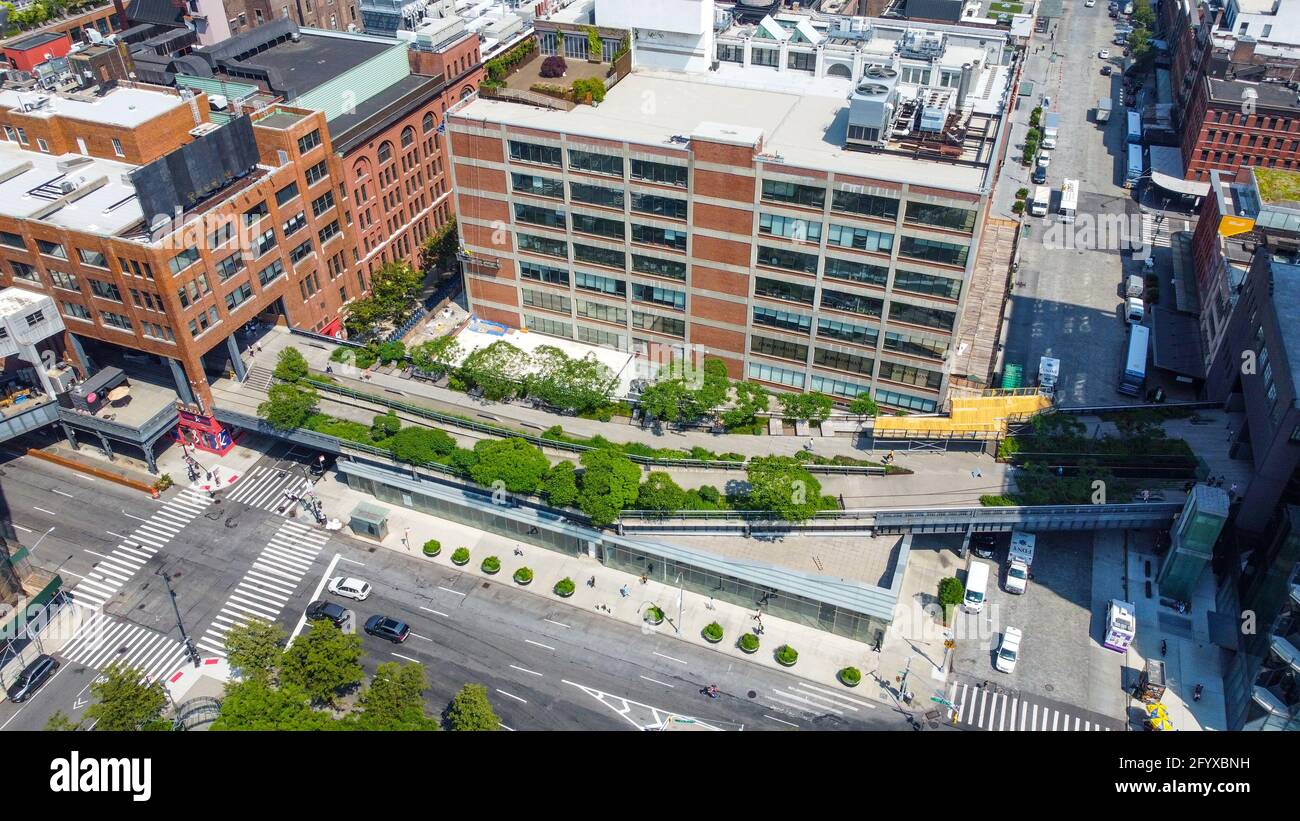 Aerial view of the High Line, Manhattan, NYC, USA Stock Photo