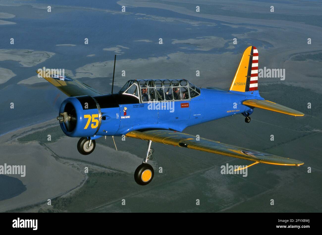 WWII, Vultee 'Vibrator' BT-13/15 Basic Military Trainer Airplane Stock Photo