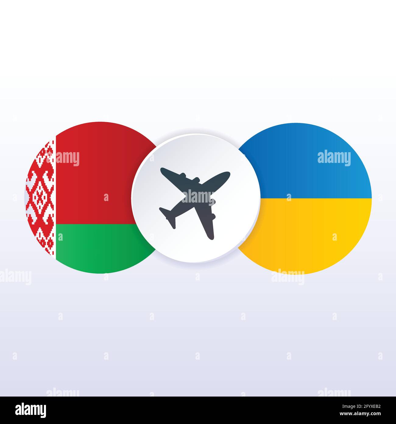 Closure airspace of Ukraine and Belarus vector illustration. Tariff trade war crisis, relations, cooperation strategy. Concept for web page, banner, p Stock Vector