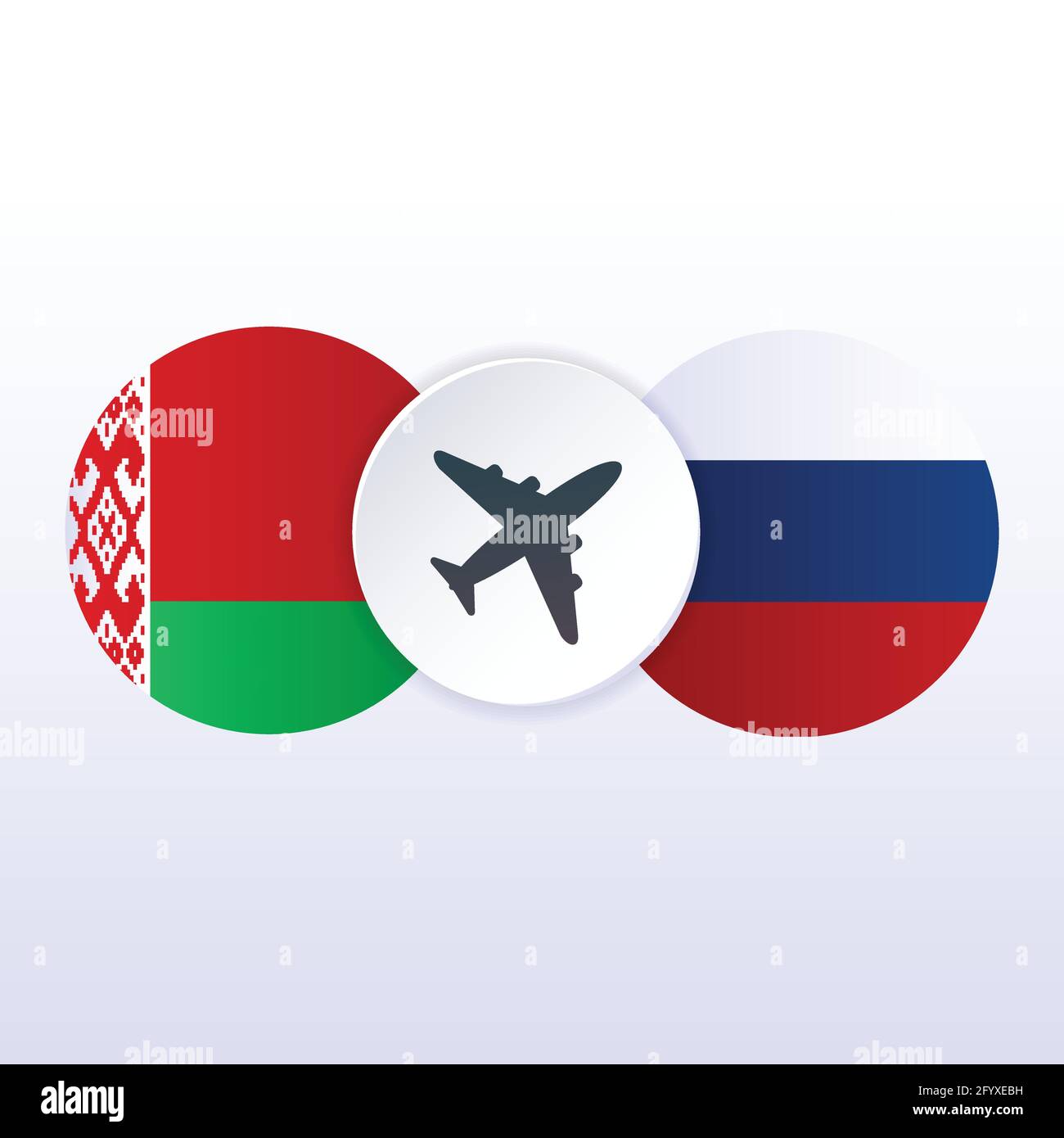 Closure airspace of Russia and Belarus vector illustration. Tariff trade war crisis, relations, cooperation strategy. Concept for web page, banner, pr Stock Vector