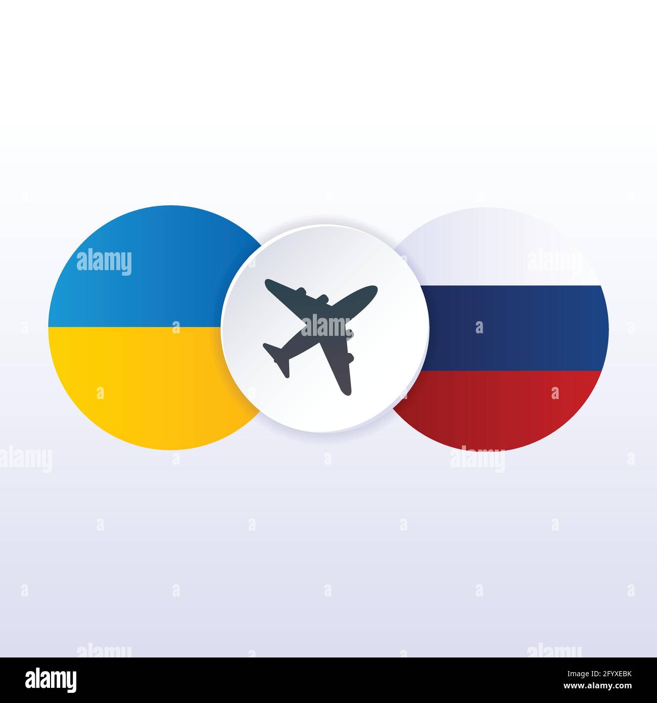 Closure airspace of Russia and Ukraine vector illustration. Tariff trade war crisis, relations, cooperation strategy. Concept for web page, banner, pr Stock Vector