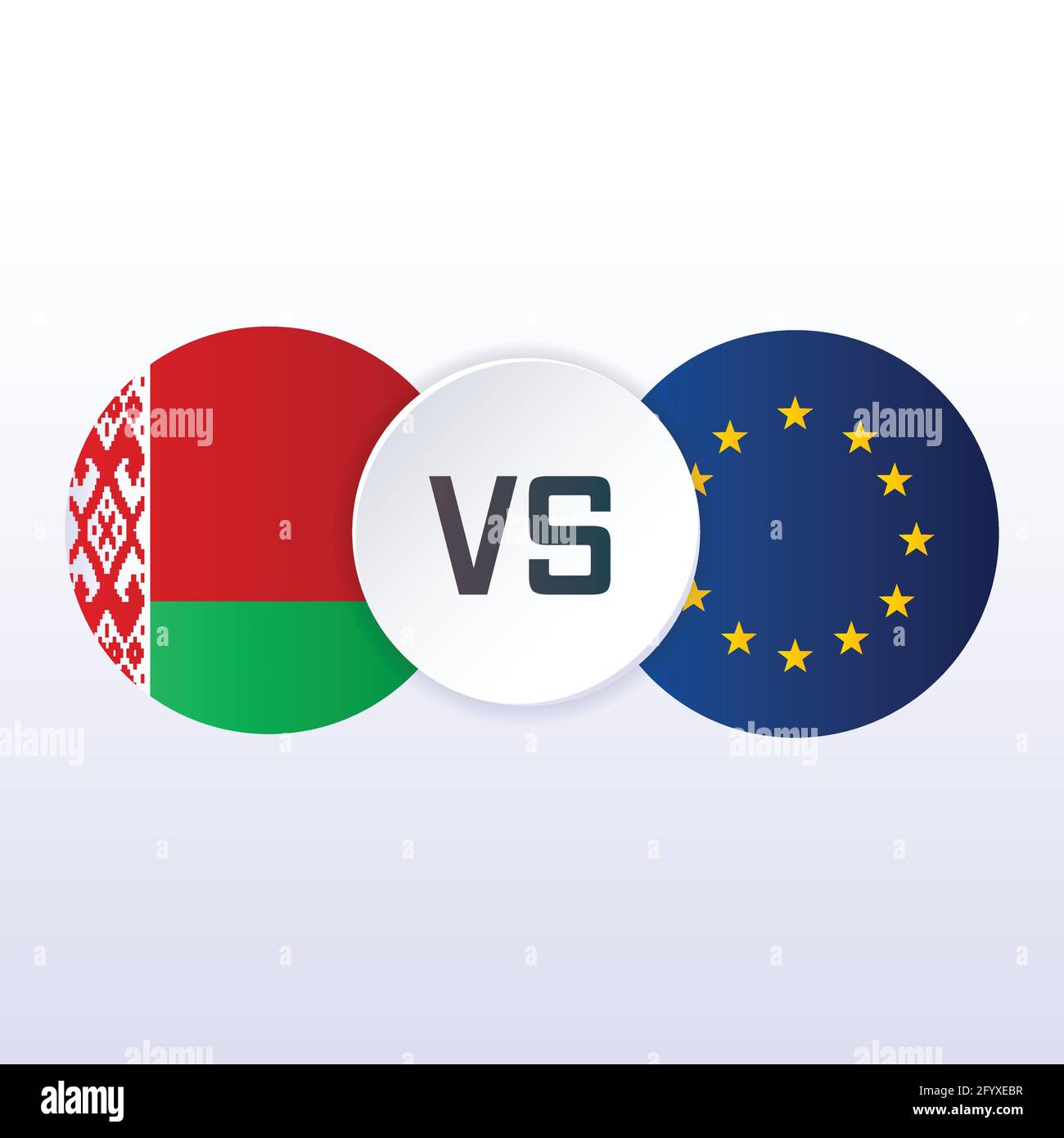 Belarus vs Europe flags flat vector illustration. Tariff trade war crisis, relations, cooperation strategy. Concept for web page, banner, presentation Stock Vector
