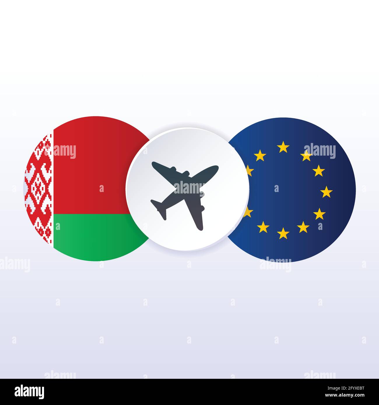 Closure airspace of Europe and Belarus vector illustration. Tariff trade war crisis, relations, cooperation strategy. Concept for web page, banner, pr Stock Vector