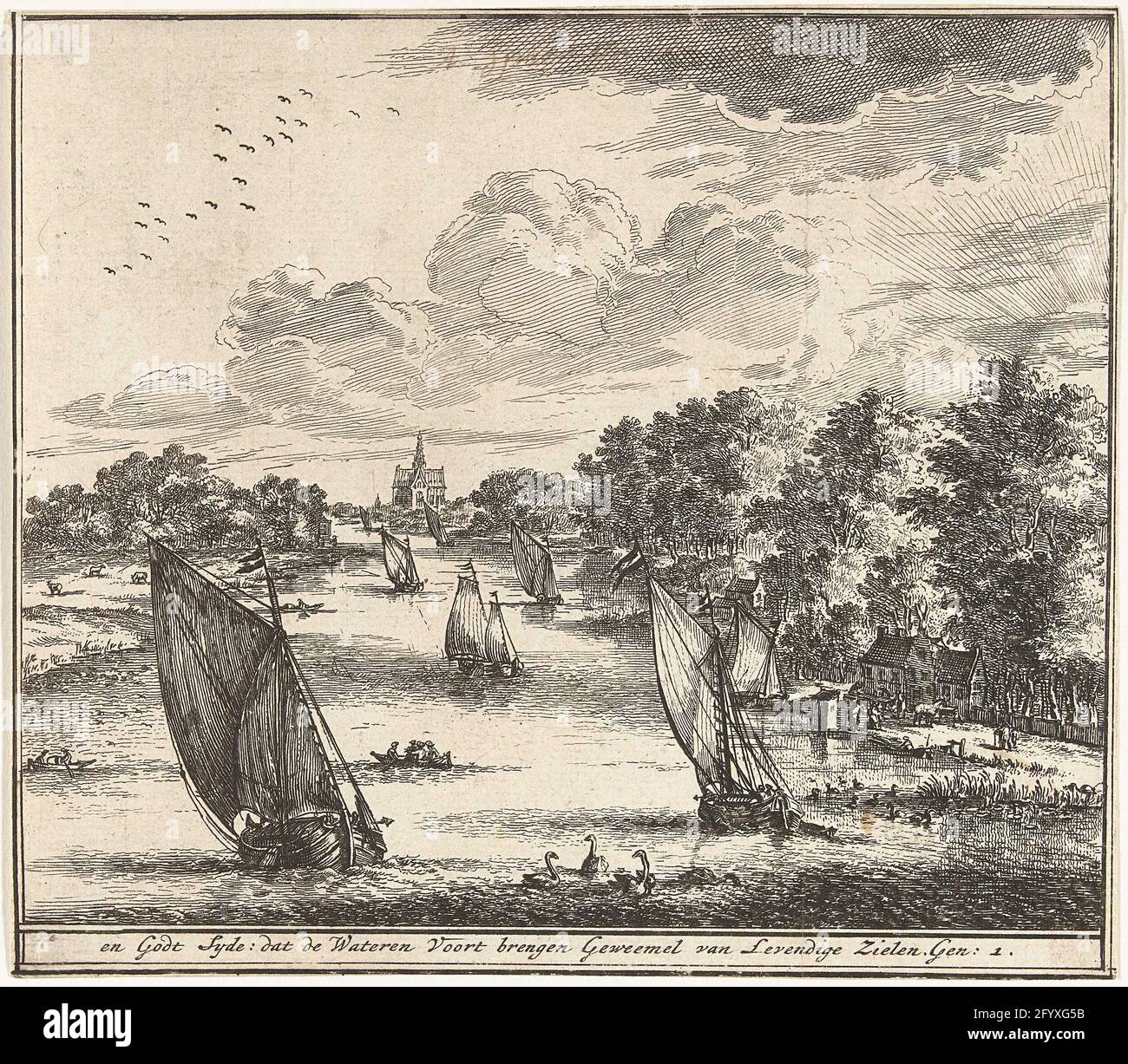 River view with sailing ships. River face with sailing ships and water ...