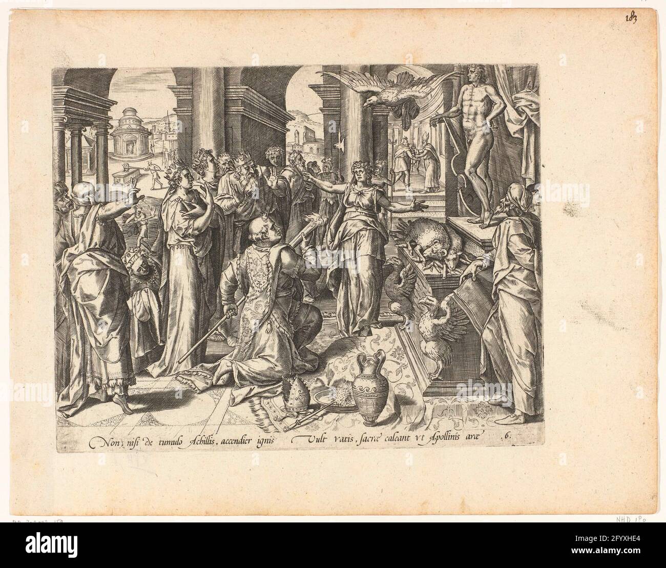 Sacrifice on the Altar of Apollo; The Trojan War. A priest kneels with