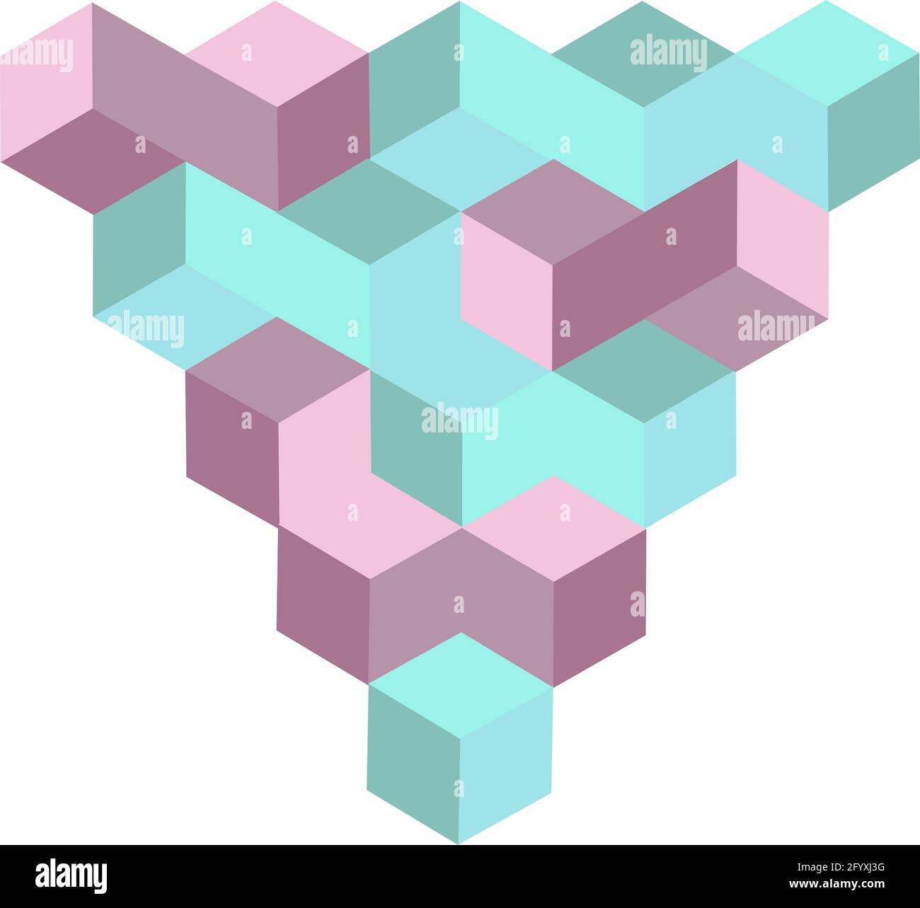 Colorful abstract composition izometry cubes,. Vector illustration Stock Vector