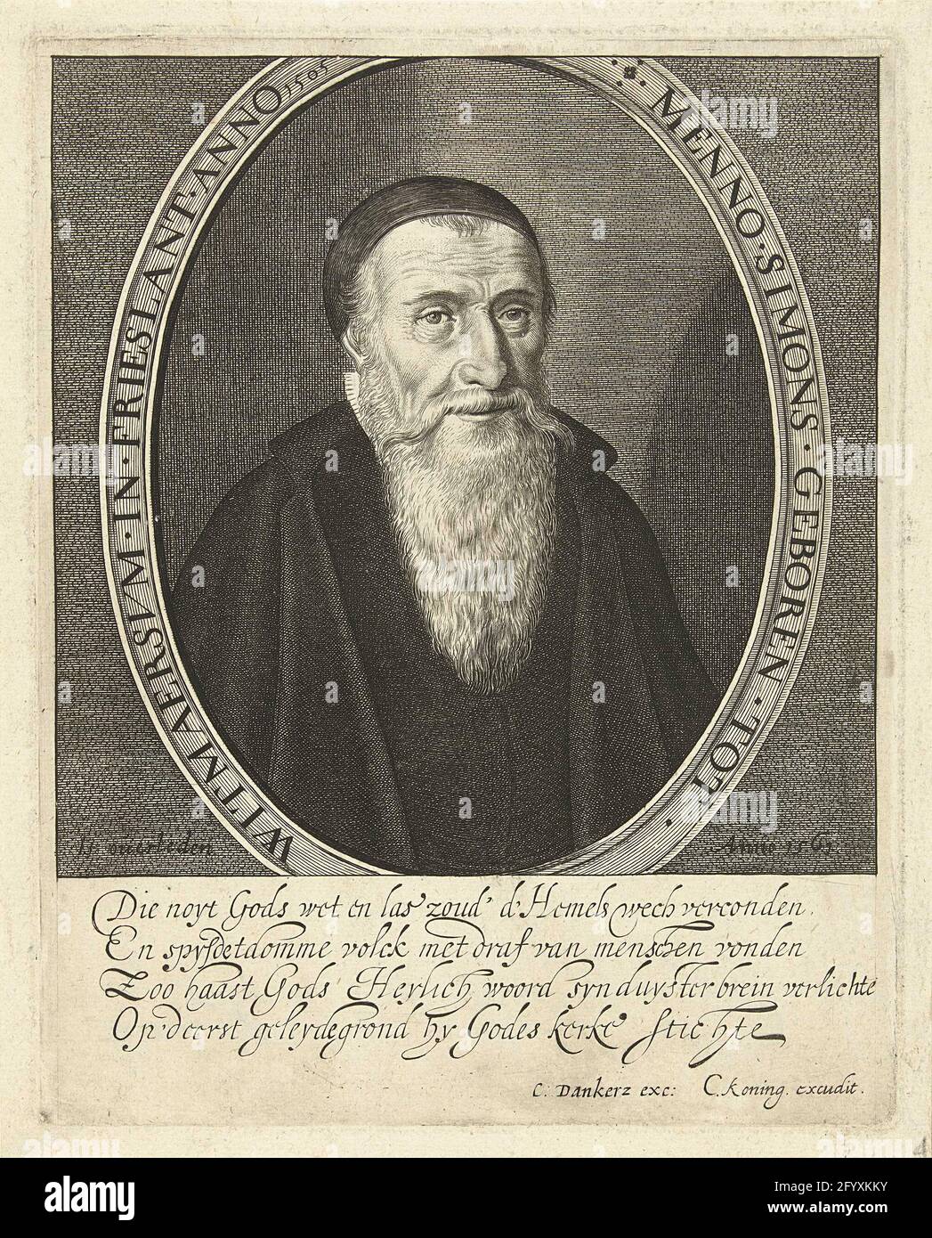 Portrait of Menno Simons. Bust of Menno Simons Leader of the Mennoniten