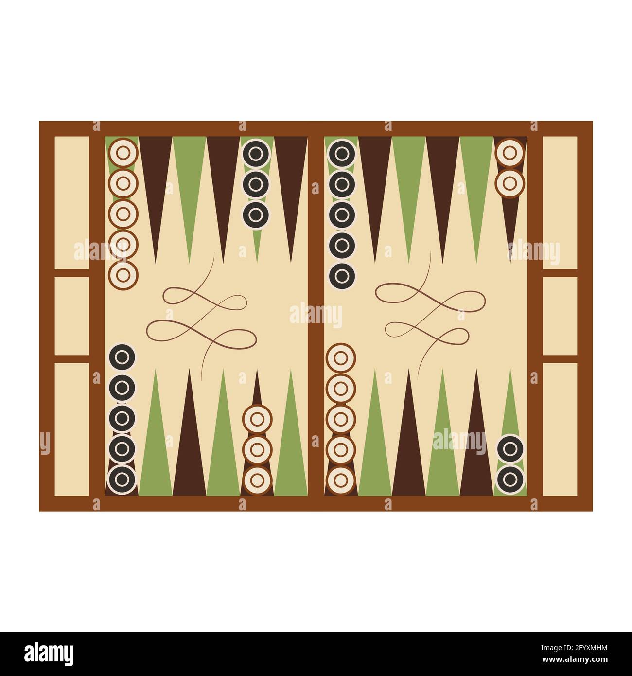 Classic backgammon game field in start position isolated on white Stock  Vector Image & Art - Alamy