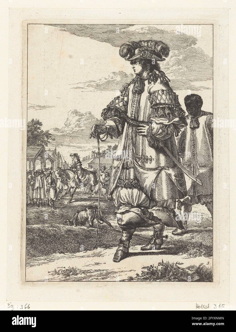 Figures à la Mode. From the middle of the 17th century fashionable men wore  'rhinegraves', extremely full breeches decorated with an 'apron' of braids  under long fitted coats. The long curly hair,