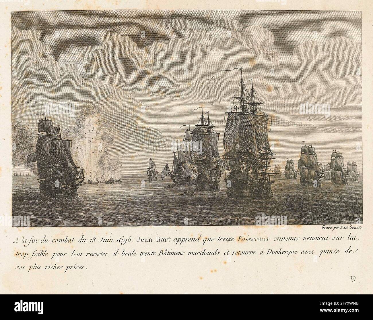 Take between a fleet under Jan Bart and a Dutch fleet, 1696; A la Fin du  Combat du 18 Juin 1696, Jean-Bart Apprend Que Treize VaisseAux Memis (...)  ET Return à Dunkerque