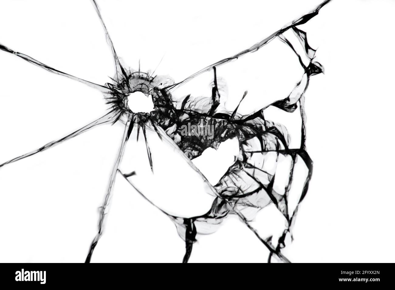 texture of cracks from a shot in the window. Broken glass effect