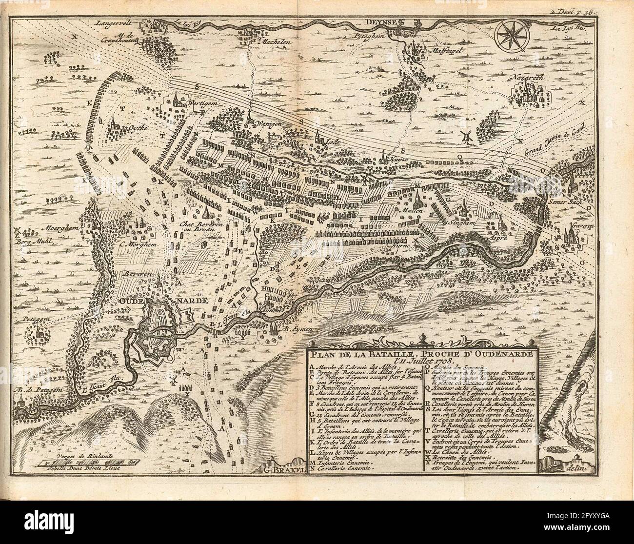 Battle Of Oudenaarden 1708 Plan De La Bataille Proche D Oudenarde L 11 Juillet 1708 Map Of The Battle Of Oudenaarde Between The French Army And The Allies July 11 1708 Illustration In The