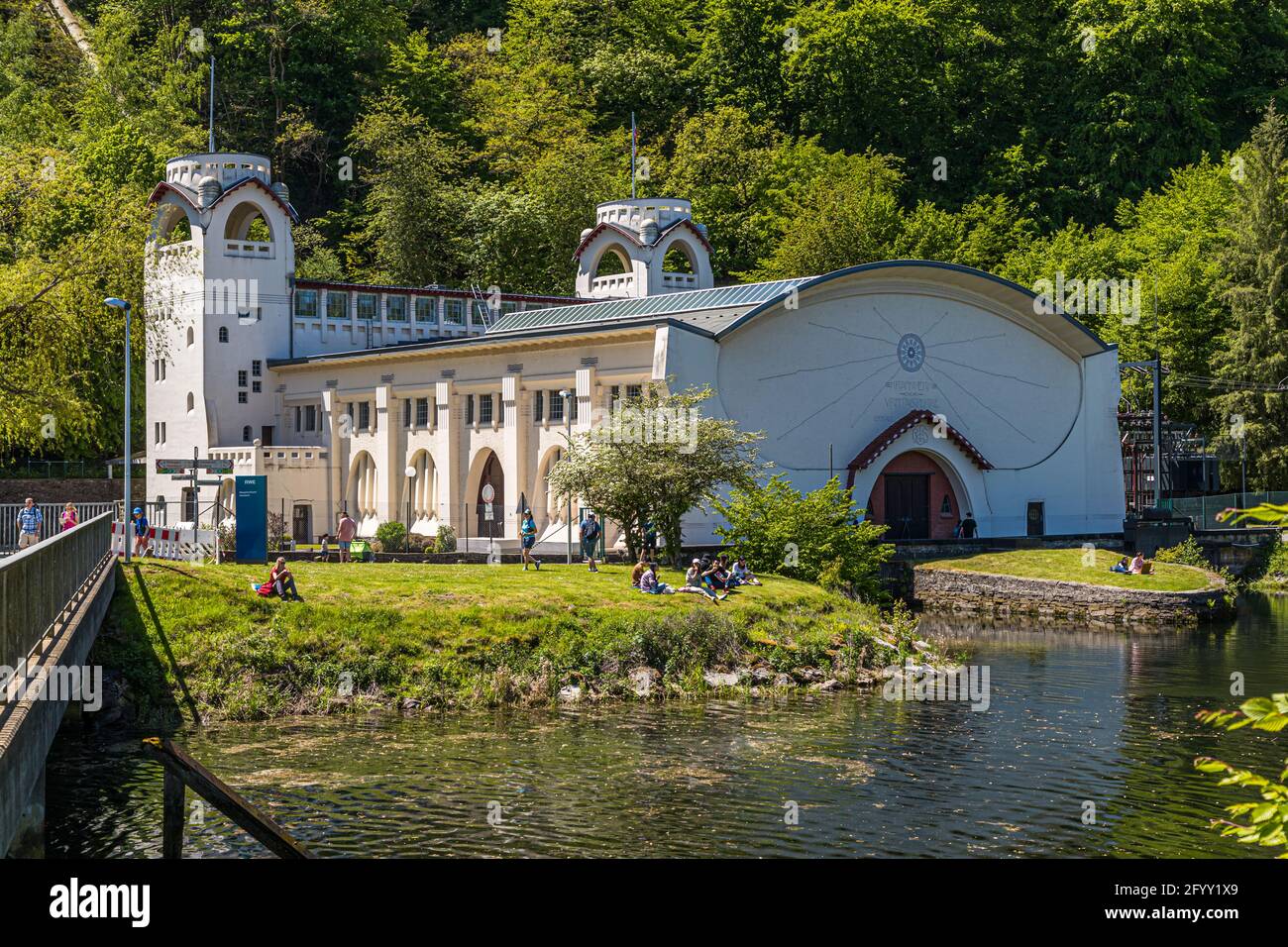 Heimbach art nouveau hydroelectric power station. Heimbach, Germany Stock Photo