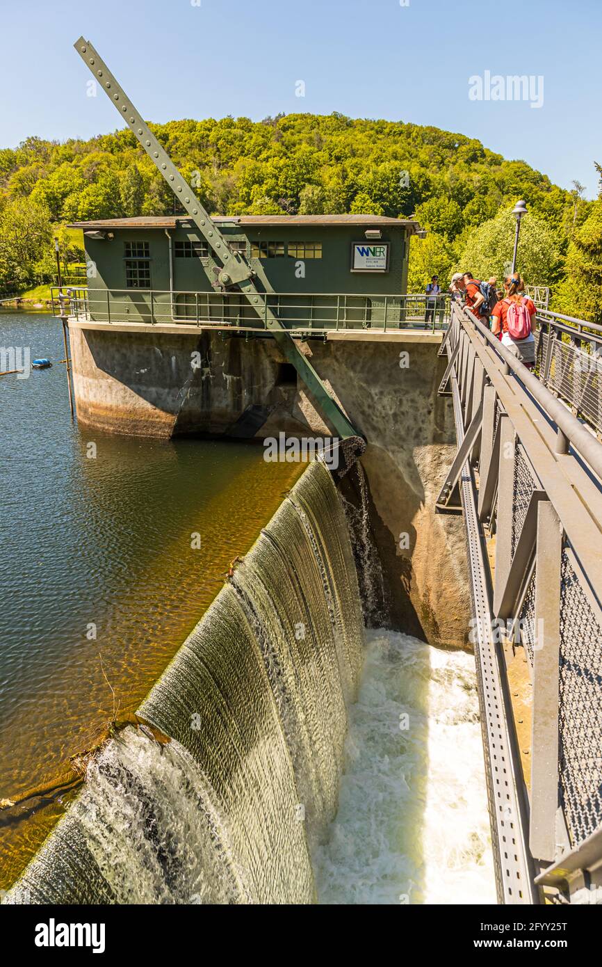 Heimbach reservoir Dam of the Eifel-Rur water board. Heimbach, Germany Stock Photo