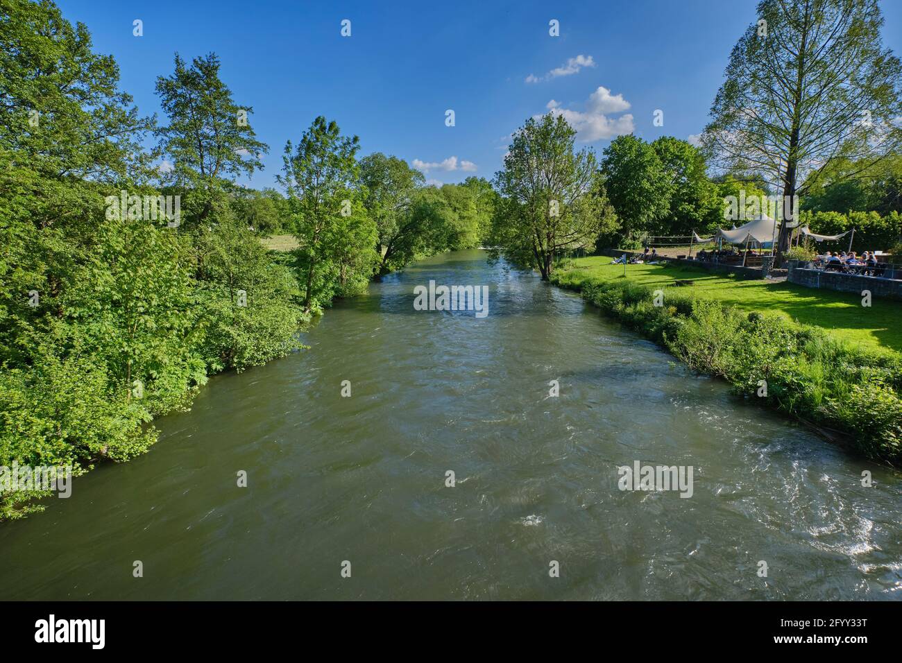 The Agger is a 69.5 km long river, north-eastern and right tributary of the Sieg in southern North Rhine-Westphalia. Stock Photo