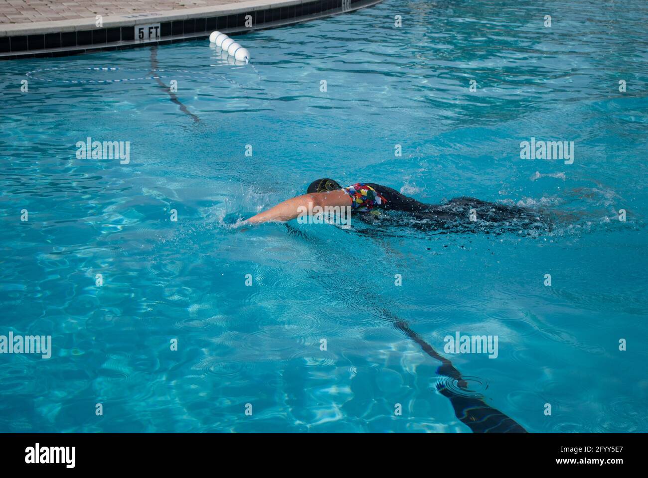 Professional swimmer is practicing in the pool Stock Photo