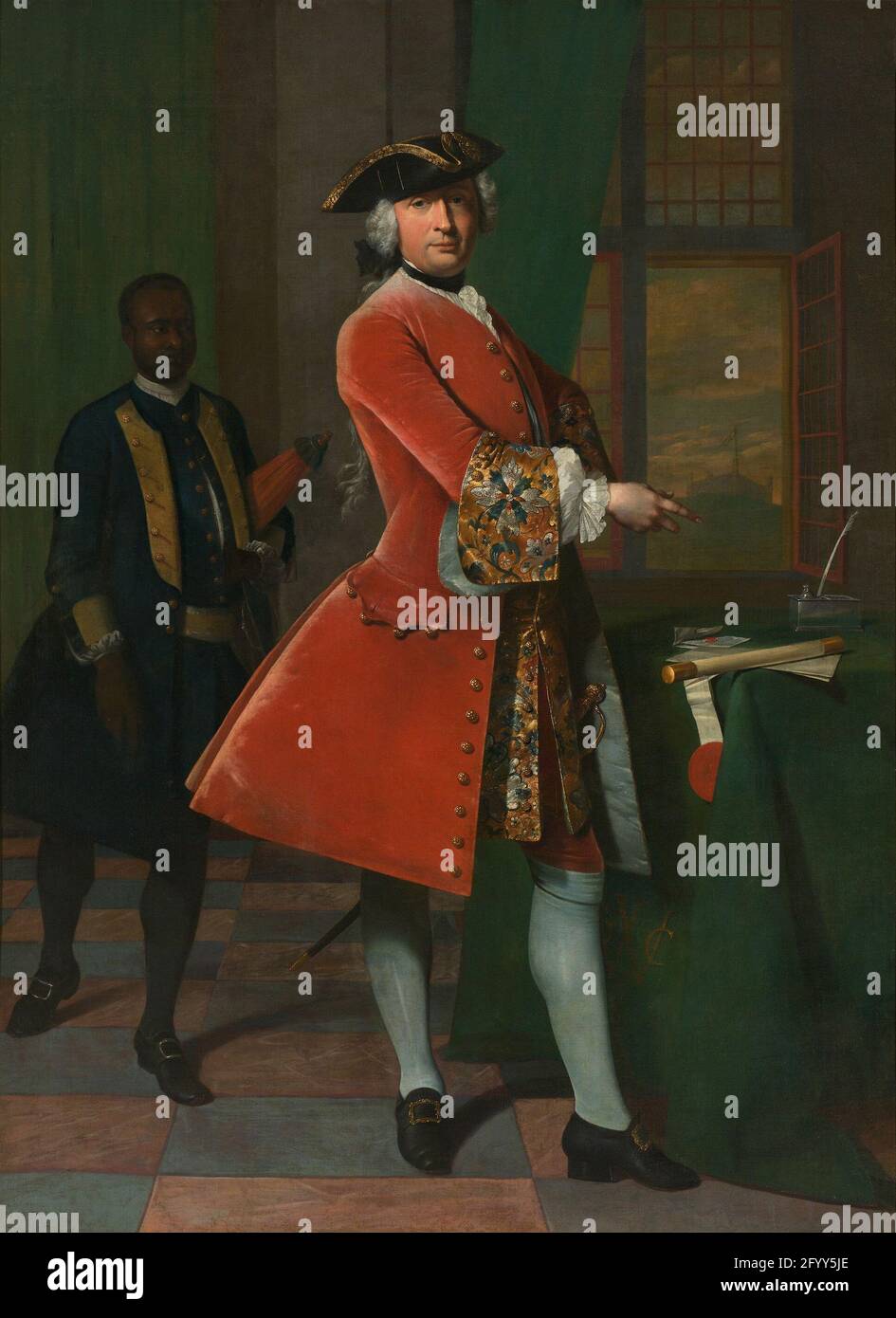 Portrait of Pranger. Jan Pranger was director-general of the Dutch West Company on the Gold Coast (now Ghana) in West Africa from 1730 to 1734. Here he is standing