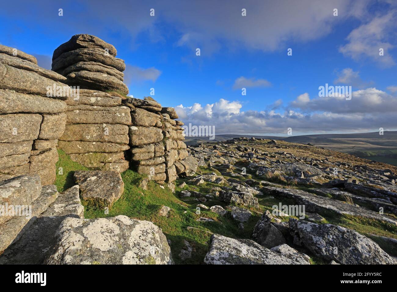 A view from the top of Belstone Tor Dartmoor UK Stock Photo