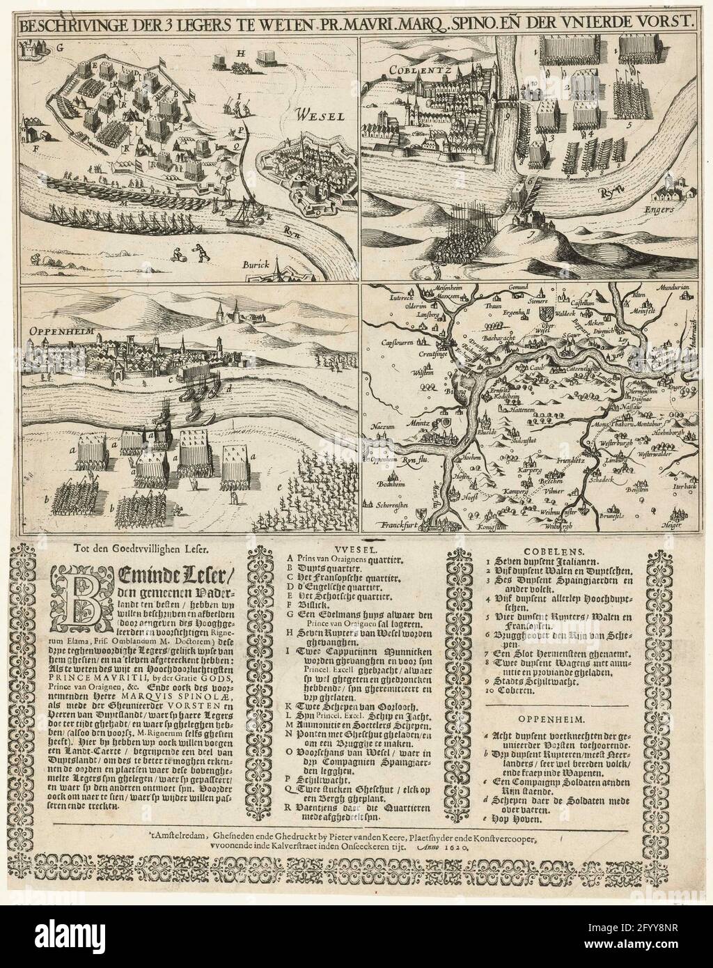 The three armies in the Rhineland, 1620; Drafriverde der 3 armies